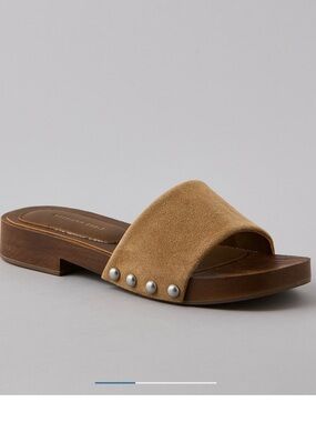 American Eagle Outfitters Cognac Suede Slide with Silver Studs